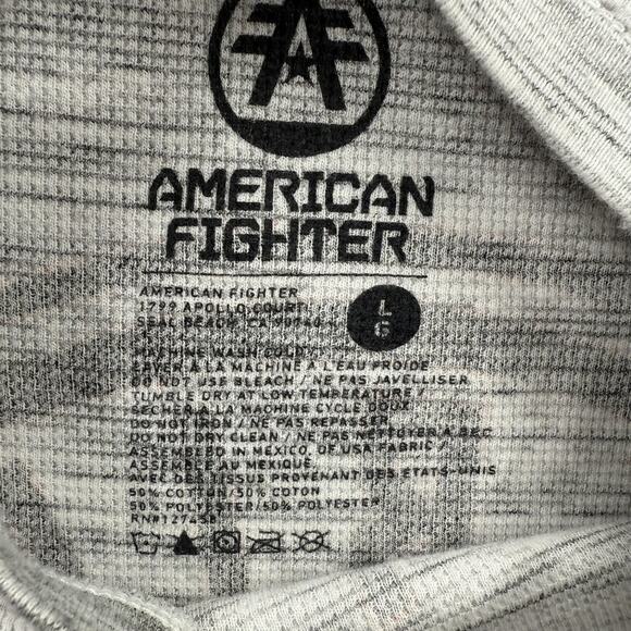 American Fighter Shirt Mens Large Heather Gray Long Sleeve Graphic Crewneck 1974 - Picture 3 of 9